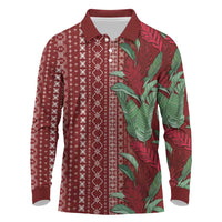 Women's Day Samoa Malu Tattoo Inspired Mix Teuila Long Sleeve Polo Shirt Scarlet LT7 Scarlet - Polynesian Pride