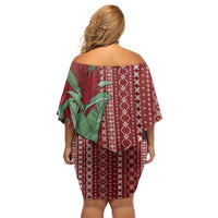 Women's Day Samoa Malu Tattoo Inspired Mix Teuila Off Shoulder Short Dress Scarlet LT7 - Polynesian Pride