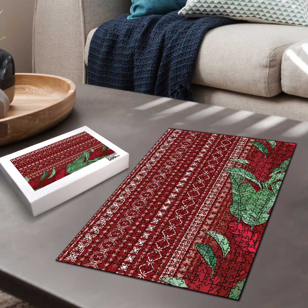 Women's Day Samoa Malu Tattoo Inspired Mix Teuila Puzzle Scarlet