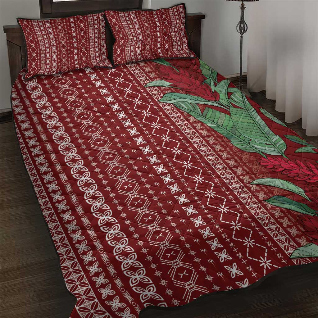 Women's Day Samoa Malu Tattoo Inspired Mix Teuila Quilt Bed Set Scarlet