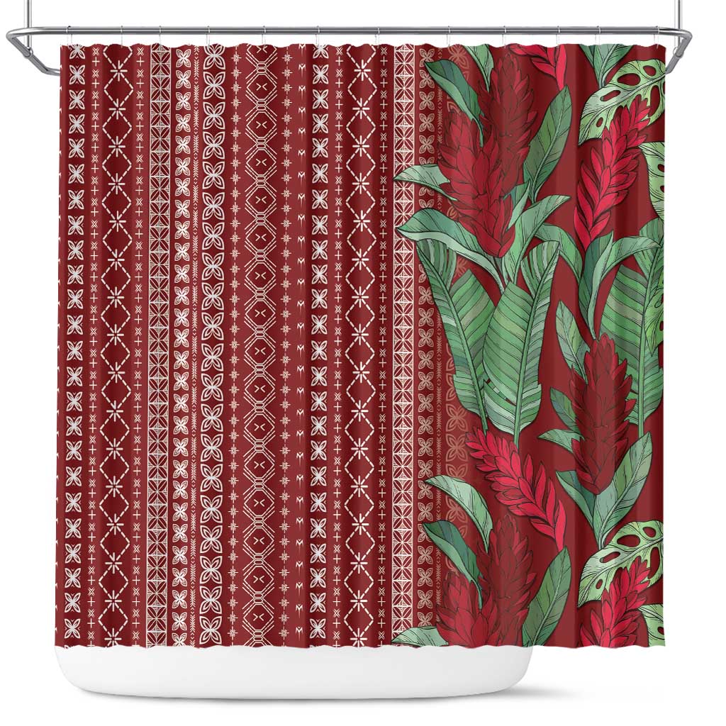Women's Day Samoa Malu Tattoo Inspired Mix Teuila Shower Curtain Scarlet