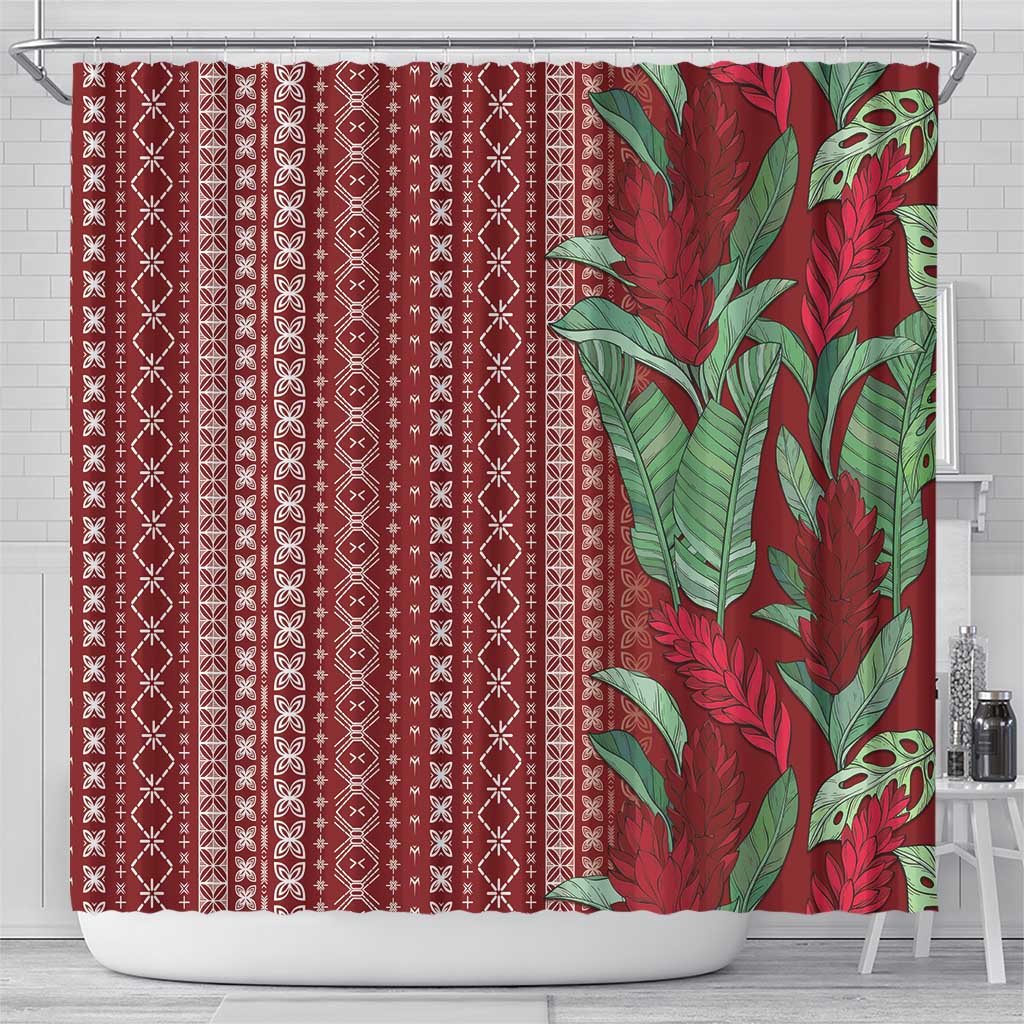 Women's Day Samoa Malu Tattoo Inspired Mix Teuila Shower Curtain Scarlet