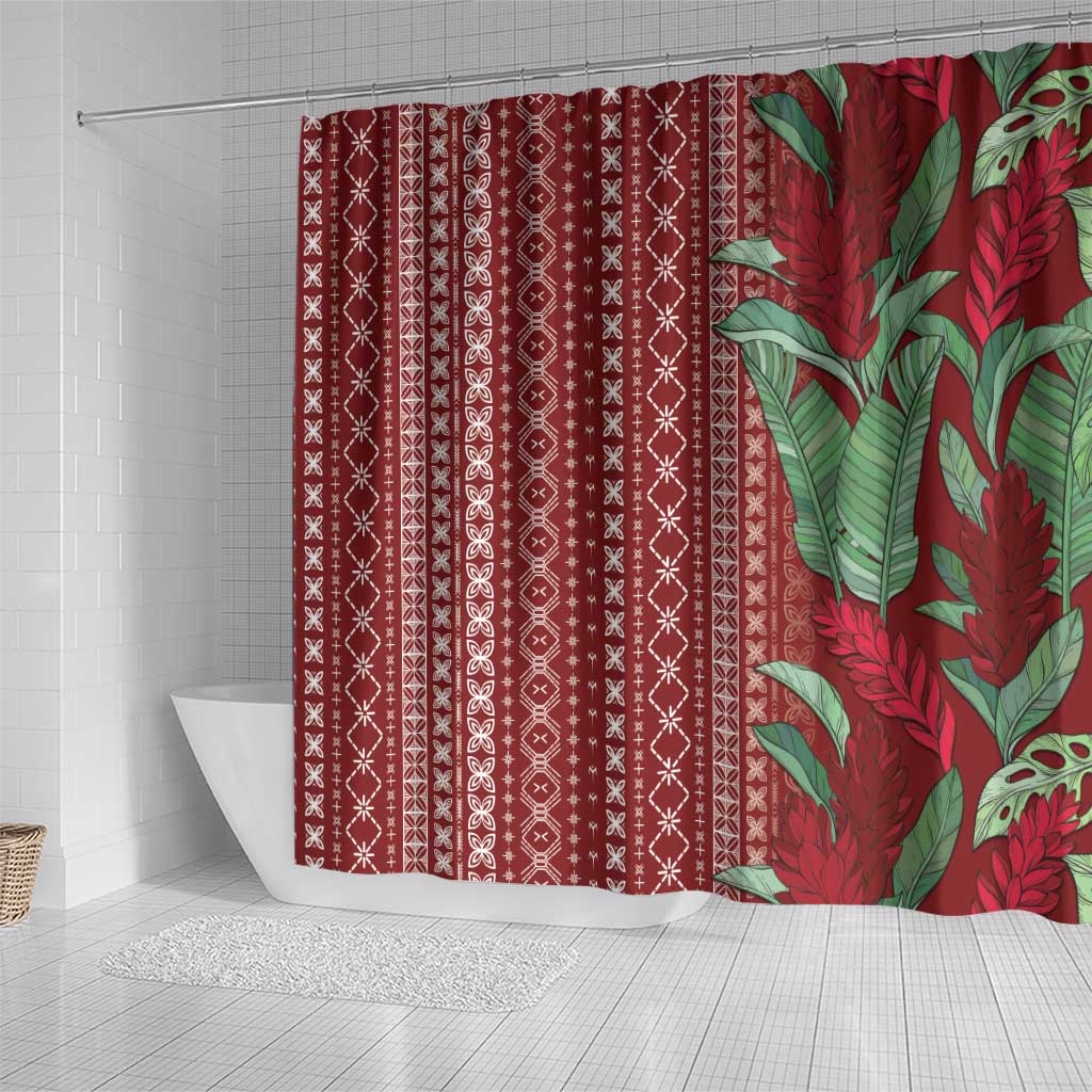Women's Day Samoa Malu Tattoo Inspired Mix Teuila Shower Curtain Scarlet
