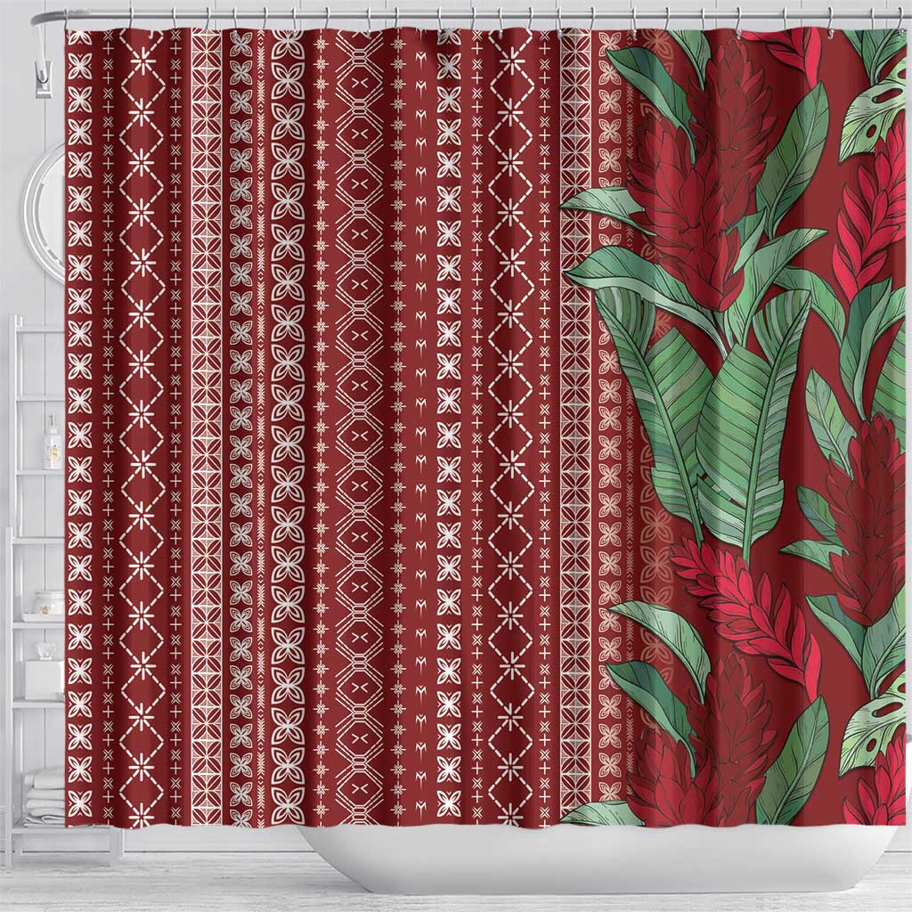 Women's Day Samoa Malu Tattoo Inspired Mix Teuila Shower Curtain Scarlet