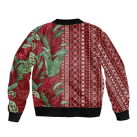 Women's Day Samoa Malu Tattoo Inspired Mix Teuila Sleeve Zip Bomber Jacket Scarlet LT7 - Polynesian Pride