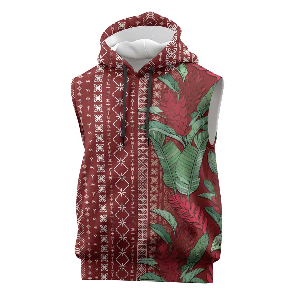 Women's Day Samoa Malu Tattoo Inspired Mix Teuila Sleeveless Hoodie Scarlet LT7 Scarlet - Polynesian Pride