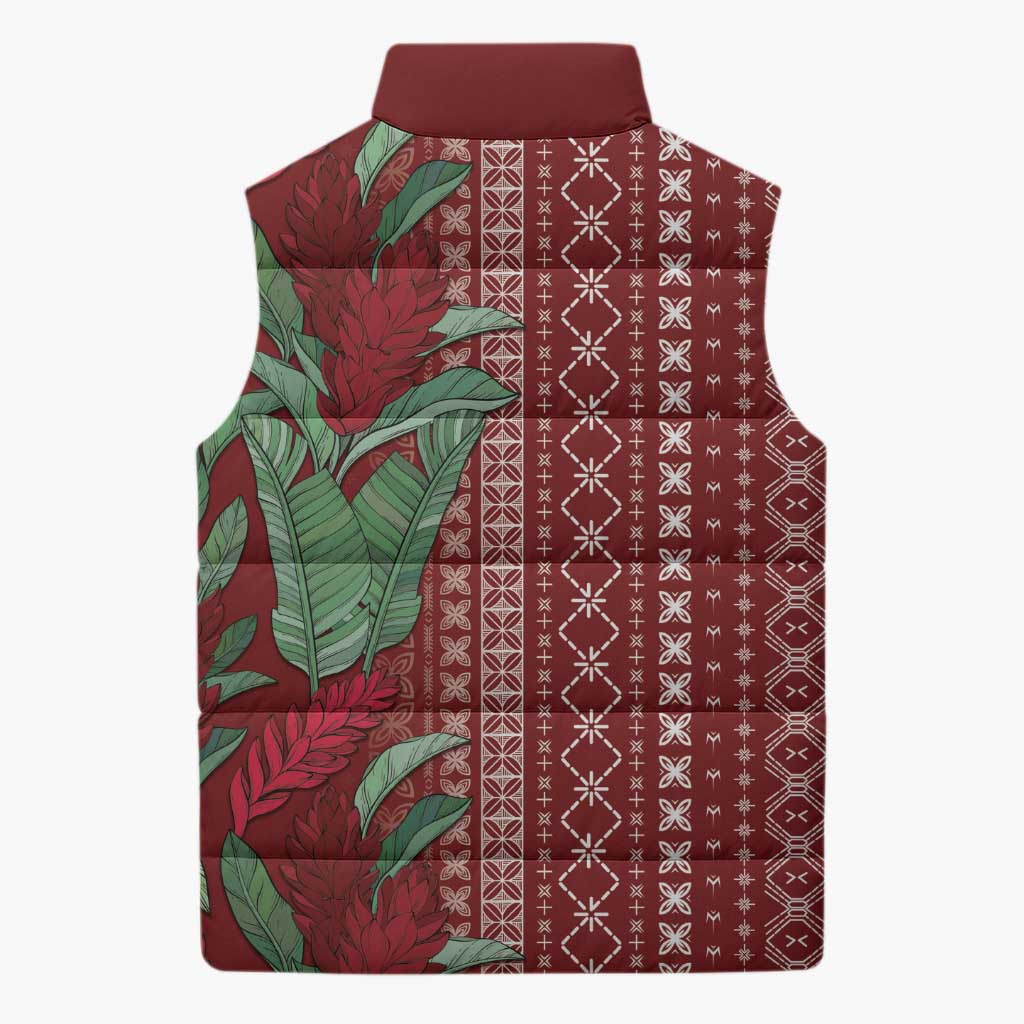Women's Day Samoa Malu Tattoo Inspired Mix Teuila Sleeveless Puffer Jacket Scarlet