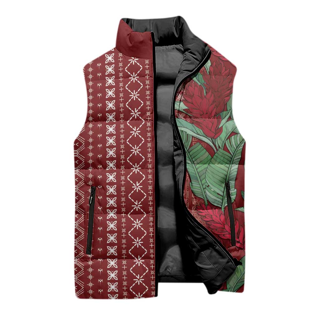 Women's Day Samoa Malu Tattoo Inspired Mix Teuila Sleeveless Puffer Jacket Scarlet