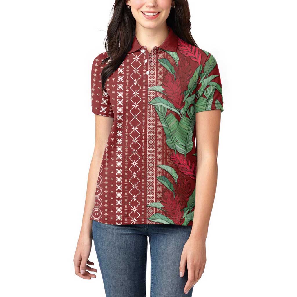 Women's Day Samoa Malu Tattoo Inspired Mix Teuila Women Polo Shirt Scarlet