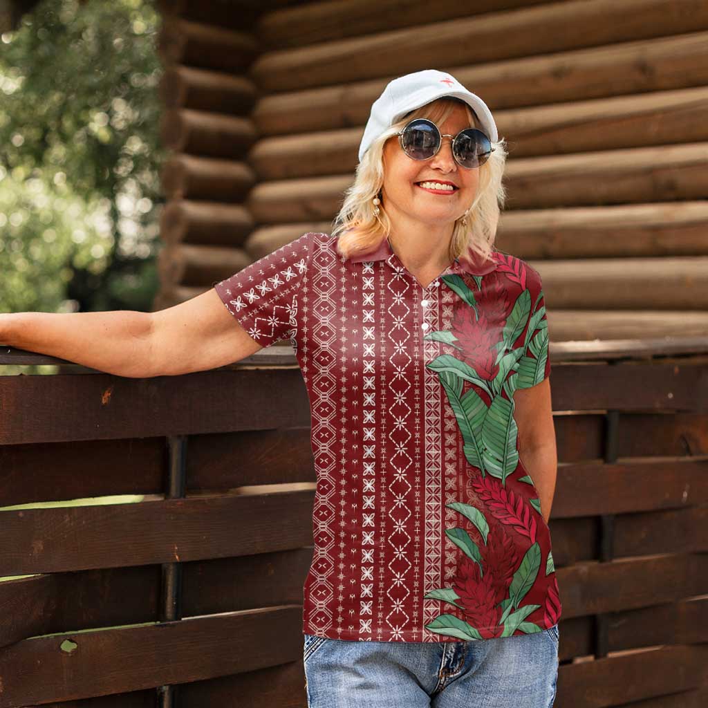 Women's Day Samoa Malu Tattoo Inspired Mix Teuila Women Polo Shirt Scarlet