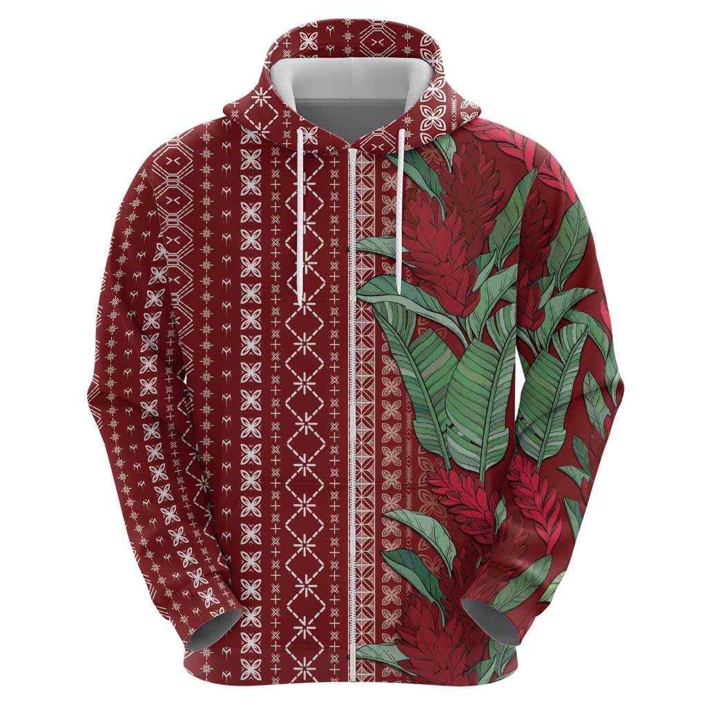 Women's Day Samoa Malu Tattoo Inspired Mix Teuila Zip Hoodie Scarlet