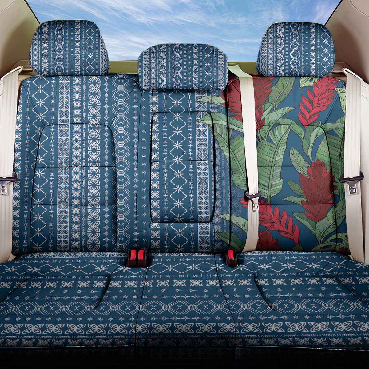 Women's Day Samoa Malu Tattoo Inspired Mix Teuila Back Car Seat Cover Royal Blue