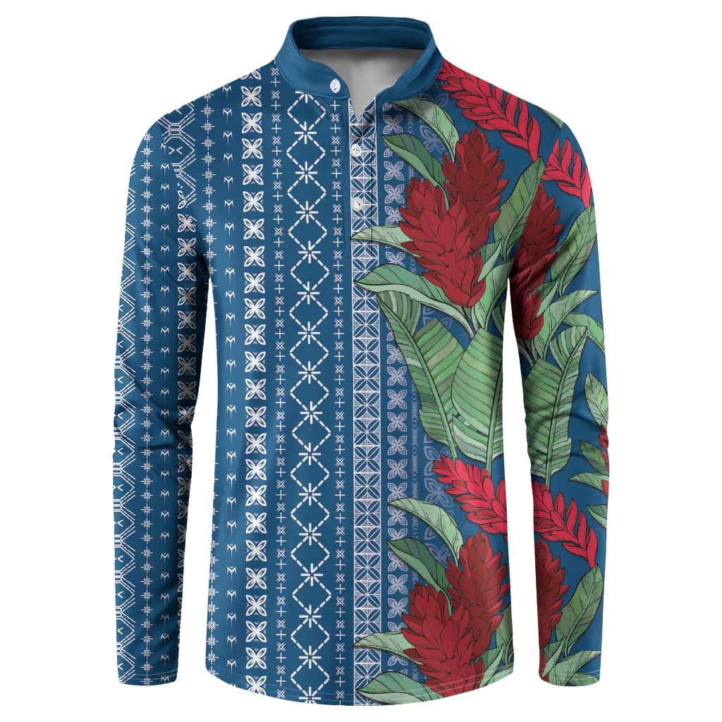 Women's Day Samoa Malu Tattoo Inspired Mix Teuila Button Sweatshirt Royal Blue LT7 Royal Blue - Polynesian Pride