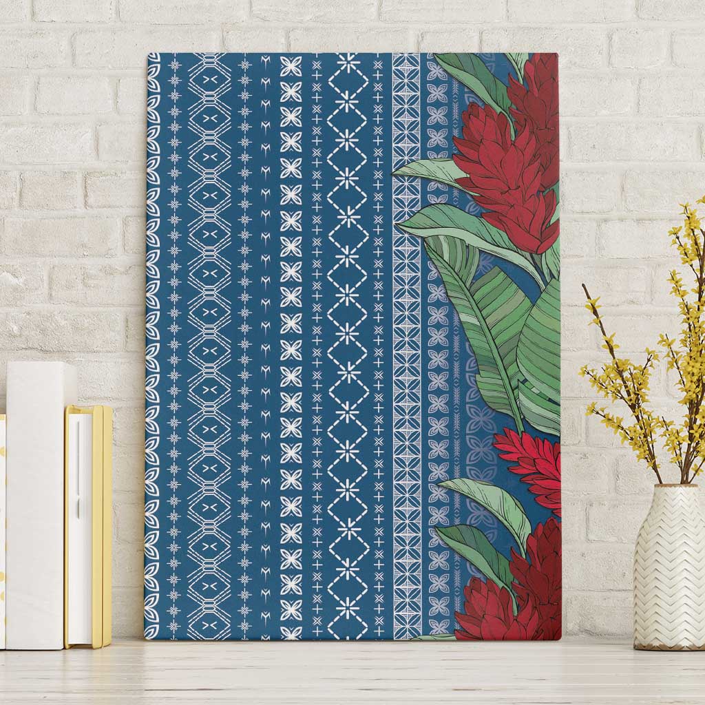 Women's Day Samoa Malu Tattoo Inspired Mix Teuila Canvas Wall Art Royal Blue