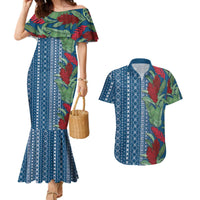Women's Day Samoa Malu Tattoo Inspired Mix Teuila Couples Matching Mermaid Dress and Hawaiian Shirt Royal Blue