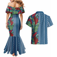 Women's Day Samoa Malu Tattoo Inspired Mix Teuila Couples Matching Mermaid Dress and Hawaiian Shirt Royal Blue