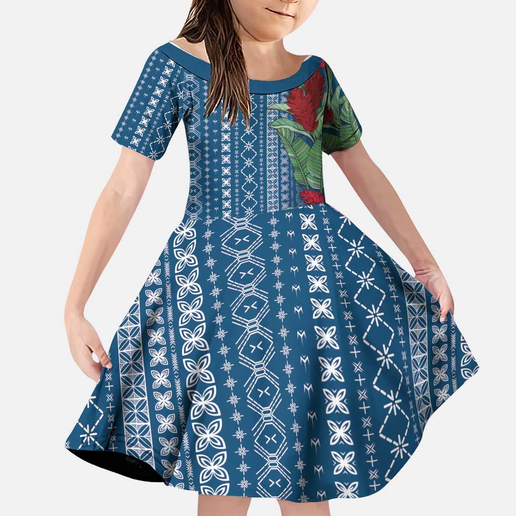 Women's Day Samoa Malu Tattoo Inspired Mix Teuila Family Matching Off Shoulder Short Dress and Hawaiian Shirt Royal Blue
