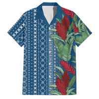 Women's Day Samoa Malu Tattoo Inspired Mix Teuila Family Matching Off Shoulder Short Dress and Hawaiian Shirt Royal Blue