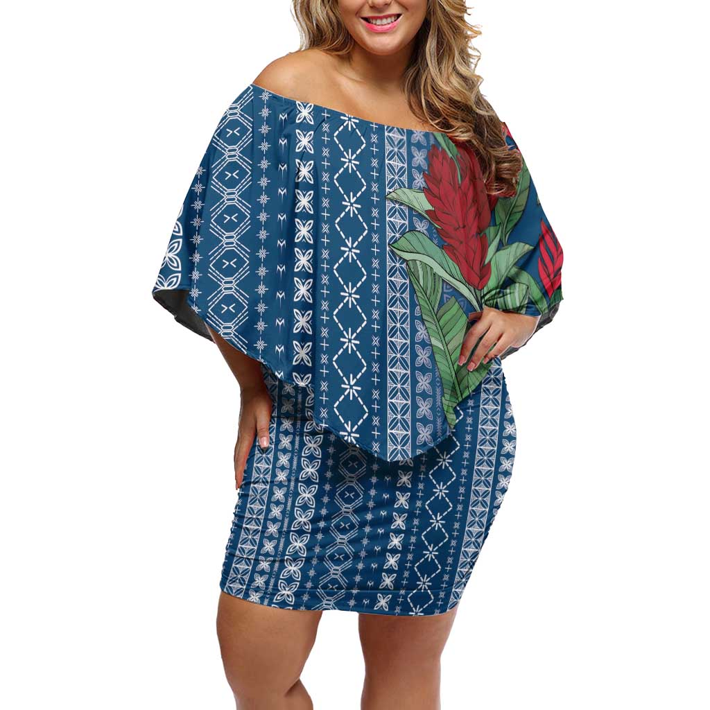 Women's Day Samoa Malu Tattoo Inspired Mix Teuila Family Matching Off Shoulder Short Dress and Hawaiian Shirt Royal Blue