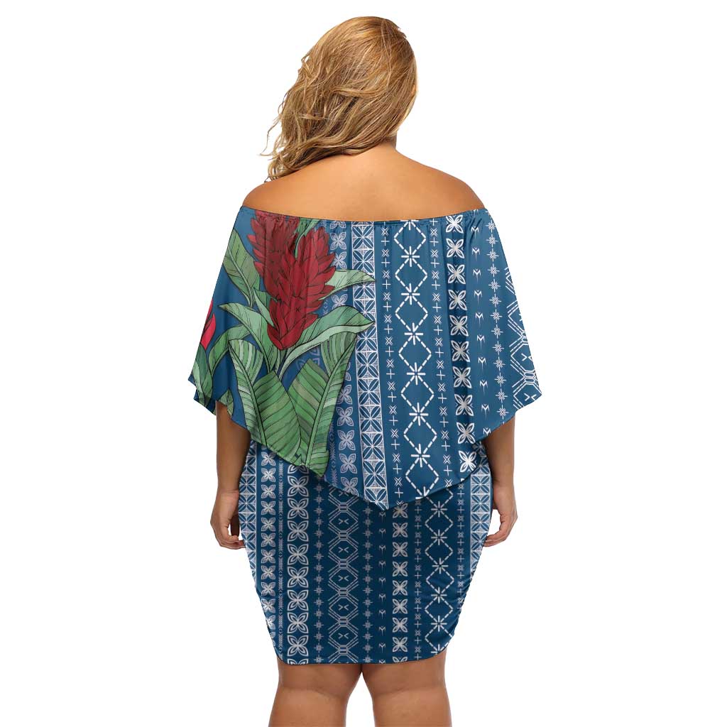 Women's Day Samoa Malu Tattoo Inspired Mix Teuila Family Matching Off Shoulder Short Dress and Hawaiian Shirt Royal Blue