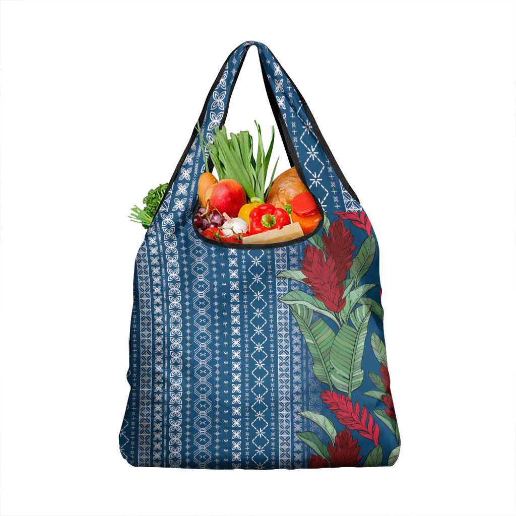 Women's Day Samoa Malu Tattoo Inspired Mix Teuila Grocery Bag Royal Blue