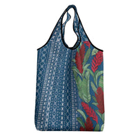 Women's Day Samoa Malu Tattoo Inspired Mix Teuila Grocery Bag Royal Blue