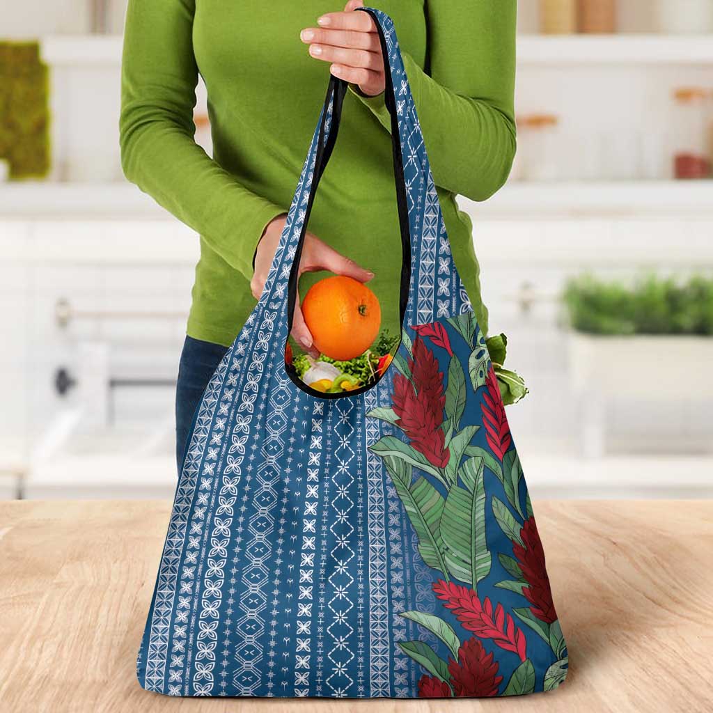 Women's Day Samoa Malu Tattoo Inspired Mix Teuila Grocery Bag Royal Blue