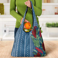 Women's Day Samoa Malu Tattoo Inspired Mix Teuila Grocery Bag Royal Blue