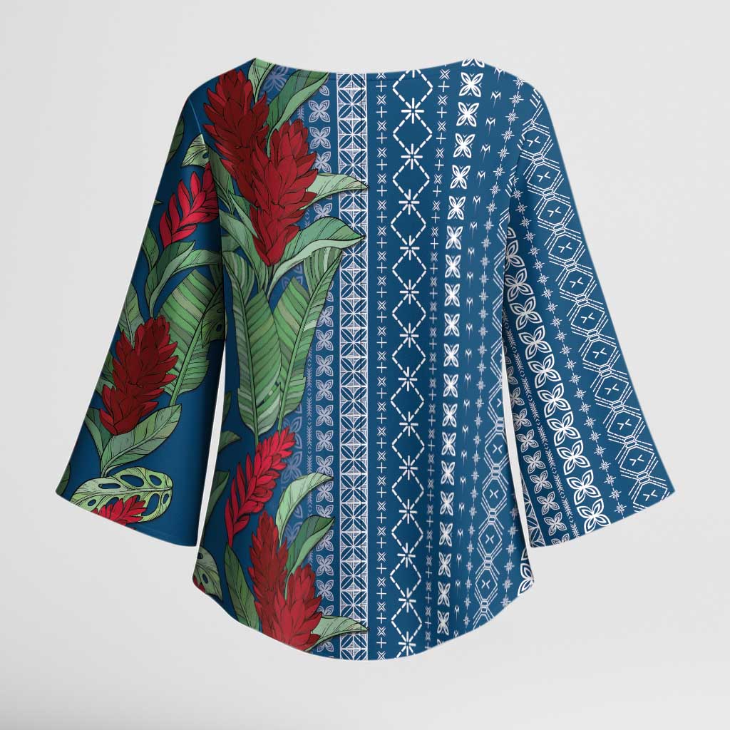 Women's Day Samoa Malu Tattoo Inspired Mix Teuila Kimono Sleeve Blouse Royal Blue LT7 - Polynesian Pride