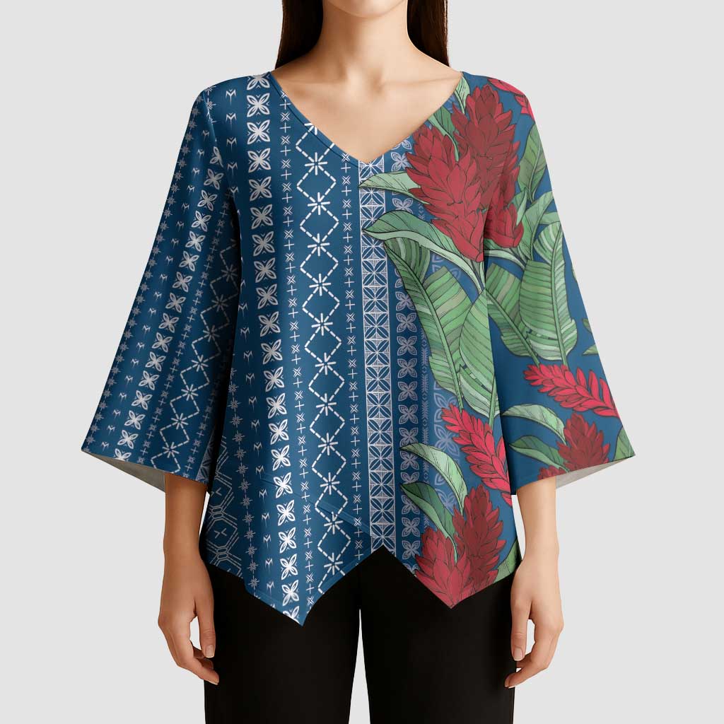 Women's Day Samoa Malu Tattoo Inspired Mix Teuila Kimono Sleeve Blouse Royal Blue LT7 - Polynesian Pride