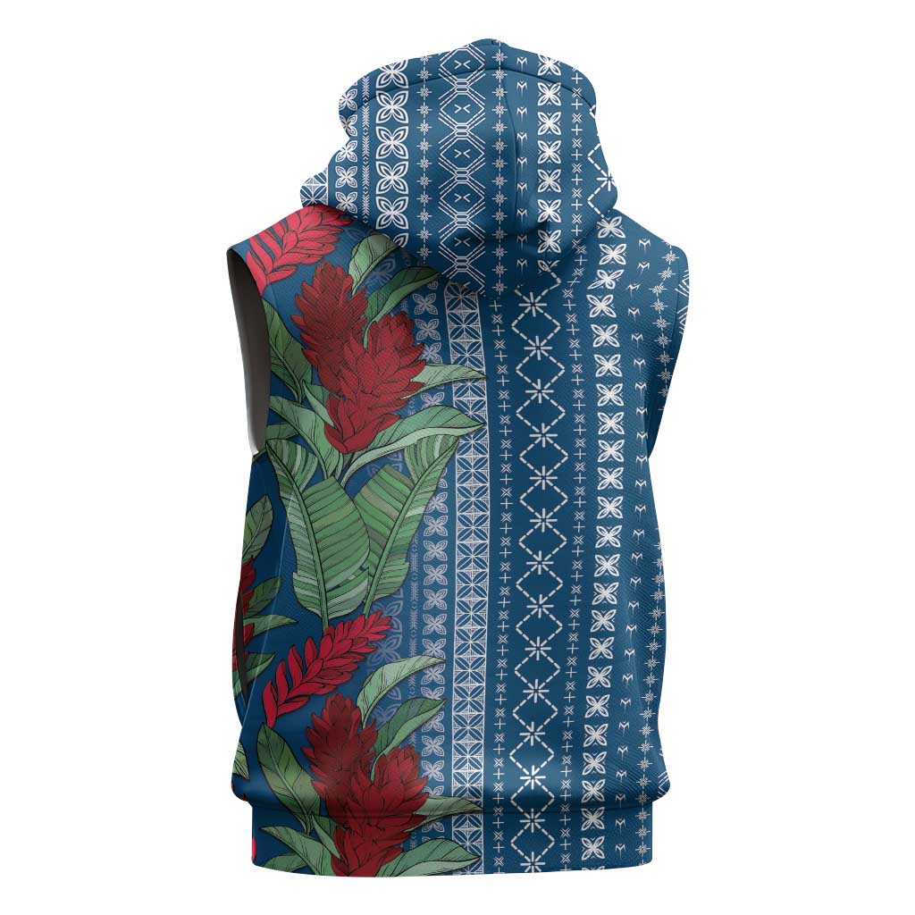 Women's Day Samoa Malu Tattoo Inspired Mix Teuila Sleeveless Zip Hoodie Royal Blue LT7 - Polynesian Pride