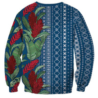 Women's Day Samoa Malu Tattoo Inspired Mix Teuila Sweatshirt Royal Blue