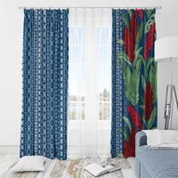 Women's Day Samoa Malu Tattoo Inspired Mix Teuila Window Curtain Royal Blue