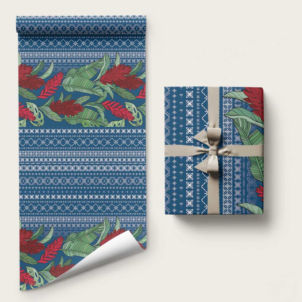 Women's Day Samoa Malu Tattoo Inspired Mix Teuila Wrapping Paper Royal Blue LT7 58" × 23" Royal Blue - Polynesian Pride