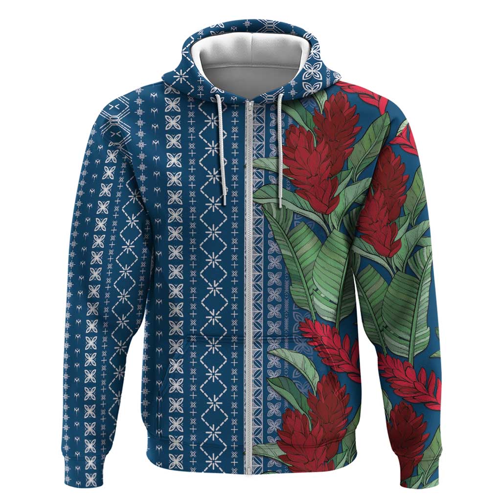 Women's Day Samoa Malu Tattoo Inspired Mix Teuila Zip Hoodie Royal Blue LT7 Zip Hoodie Royal Blue - Polynesian Pride