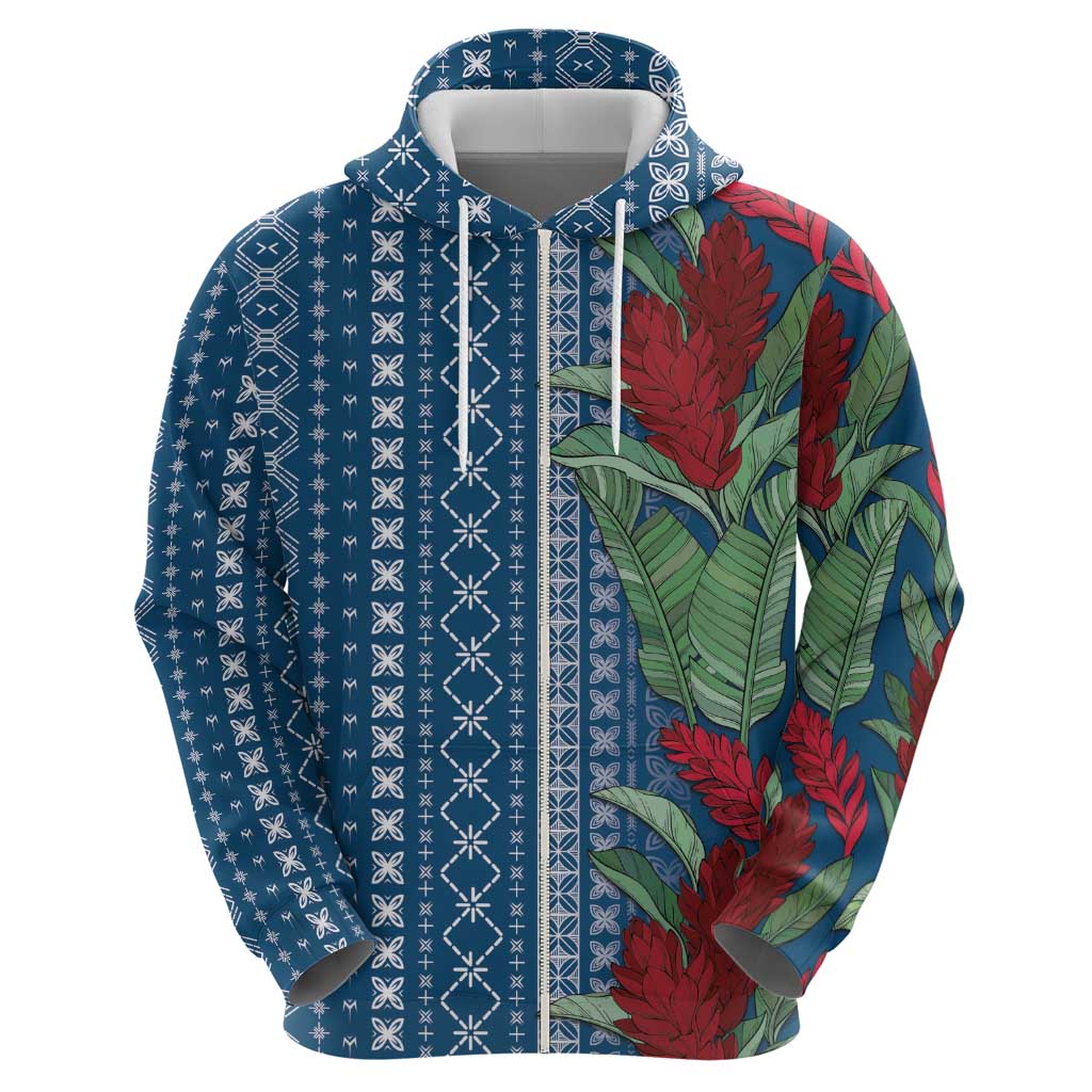 Women's Day Samoa Malu Tattoo Inspired Mix Teuila Zip Hoodie Royal Blue LT7 - Polynesian Pride