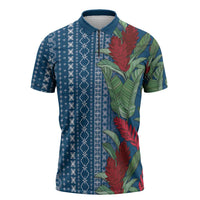 Women's Day Samoa Malu Tattoo Inspired Mix Teuila Zipper Polo Shirt Royal Blue LT7 Royal Blue - Polynesian Pride