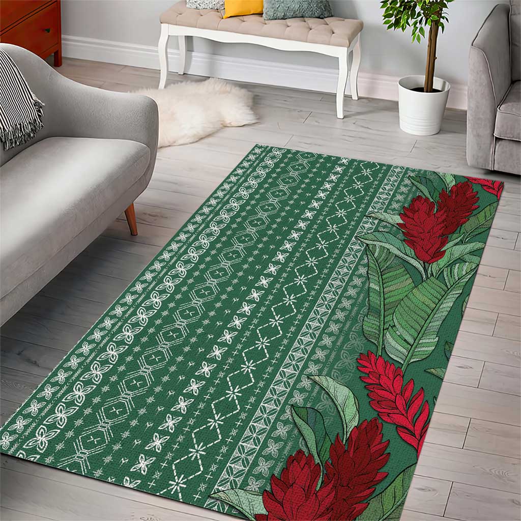 Women's Day Samoa Malu Tattoo Inspired Mix Teuila Area Rug Sage Green