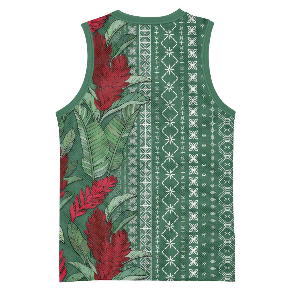 Women's Day Samoa Malu Tattoo Inspired Mix Teuila Basketball Jersey Sage Green LT7 - Polynesian Pride