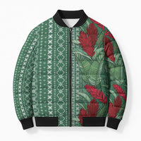 Women's Day Samoa Malu Tattoo Inspired Mix Teuila Bomber Puffer Jacket Sage Green