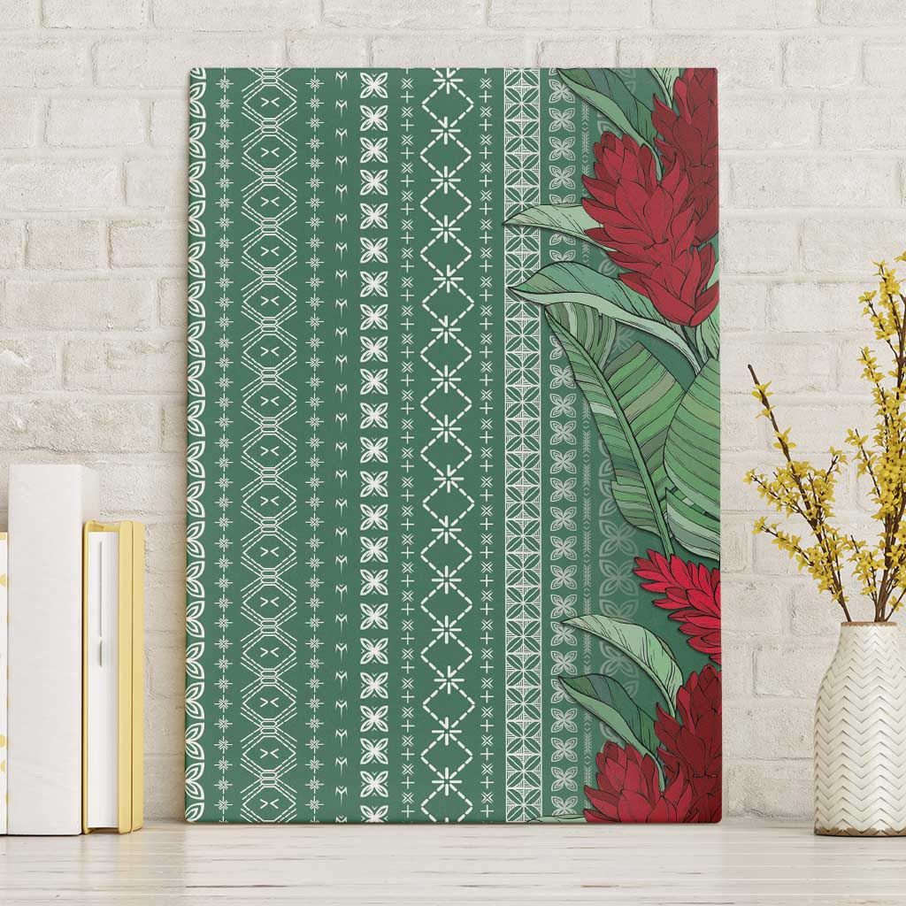 Women's Day Samoa Malu Tattoo Inspired Mix Teuila Canvas Wall Art Sage Green