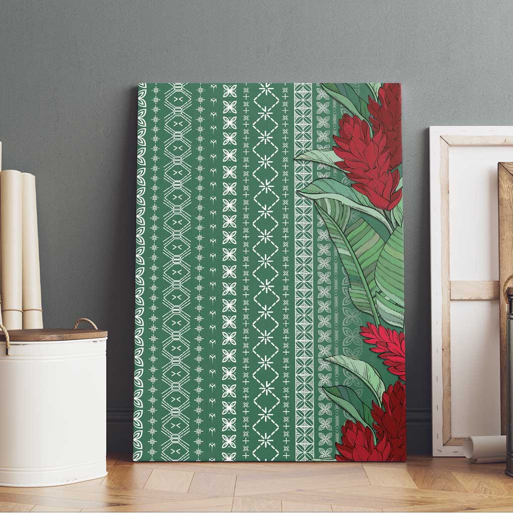 Women's Day Samoa Malu Tattoo Inspired Mix Teuila Canvas Wall Art Sage Green