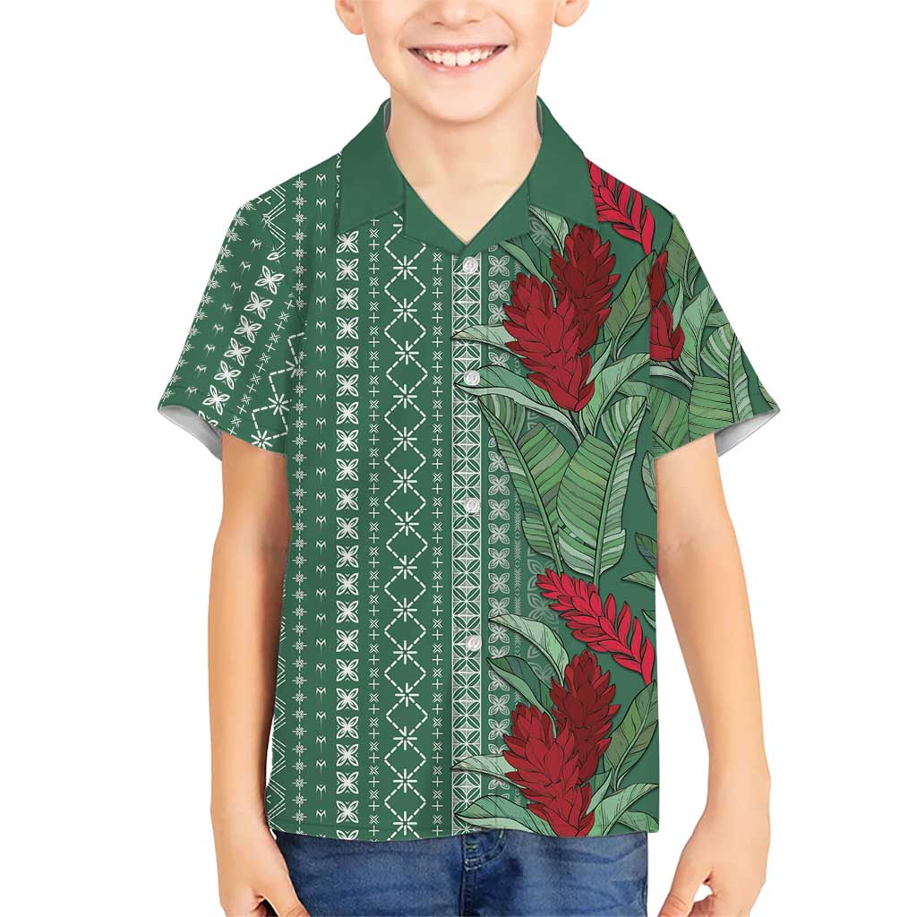 Women's Day Samoa Malu Tattoo Inspired Mix Teuila Family Matching Mermaid Dress and Hawaiian Shirt Sage Green LT7 Son's Shirt Sage Green - Polynesian Pride