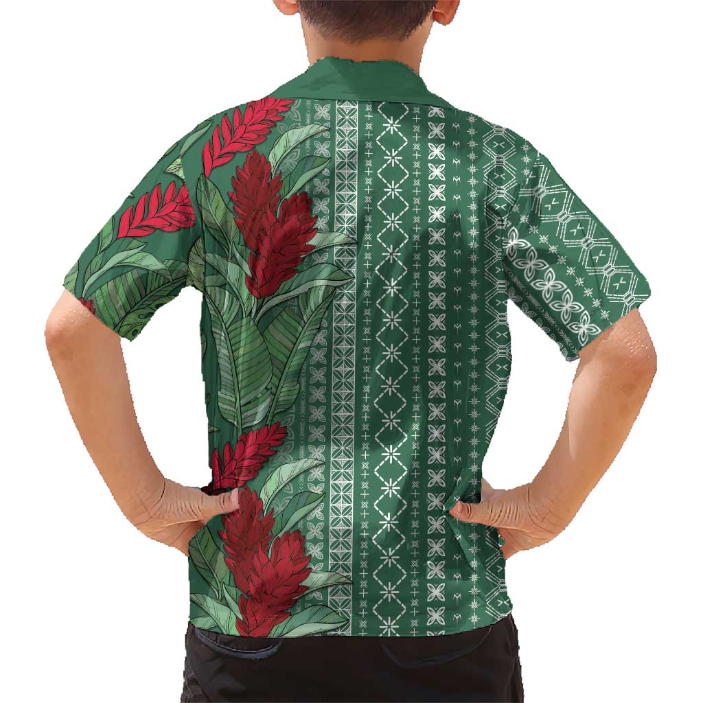 Women's Day Samoa Malu Tattoo Inspired Mix Teuila Family Matching Off The Shoulder Long Sleeve Dress and Hawaiian Shirt Sage Green LT7 - Polynesian Pride