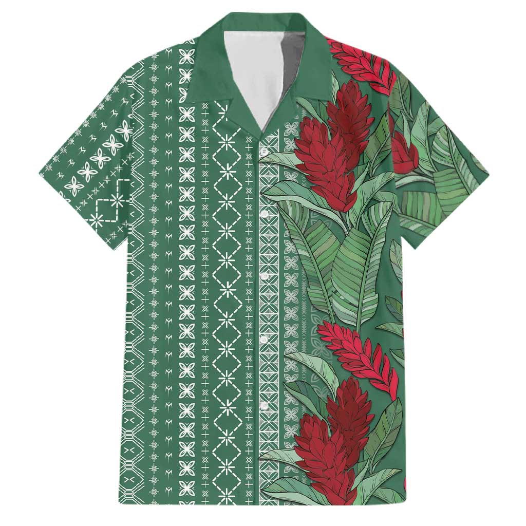Women's Day Samoa Malu Tattoo Inspired Mix Teuila Family Matching Tank Maxi Dress and Hawaiian Shirt Sage Green LT7 Dad's Shirt - Short Sleeve Sage Green - Polynesian Pride