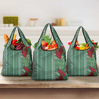 Women's Day Samoa Malu Tattoo Inspired Mix Teuila Grocery Bag Sage Green
