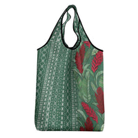 Women's Day Samoa Malu Tattoo Inspired Mix Teuila Grocery Bag Sage Green
