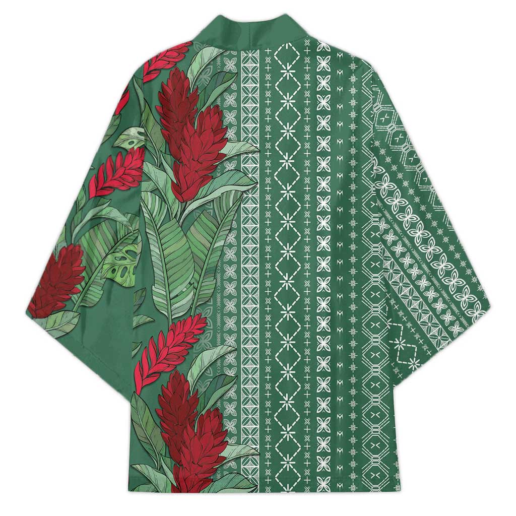 Women's Day Samoa Malu Tattoo Inspired Mix Teuila Kimono Sage Green