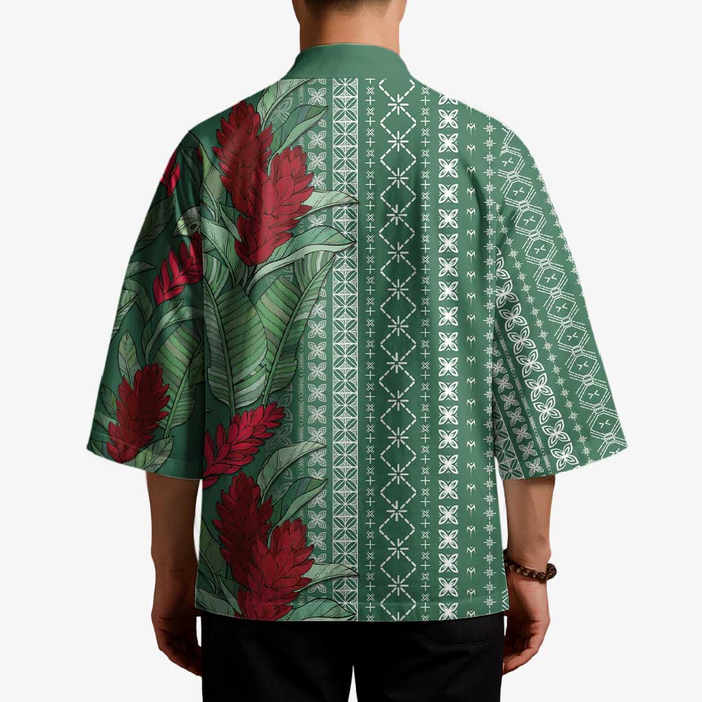 Women's Day Samoa Malu Tattoo Inspired Mix Teuila Kimono Sage Green