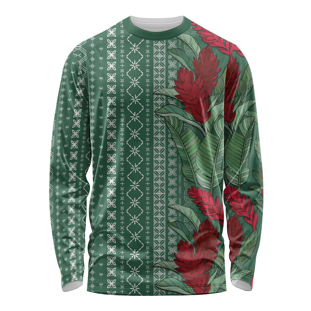 Women's Day Samoa Malu Tattoo Inspired Mix Teuila Long Sleeve Shirt Sage Green LT7 Unisex Sage Green - Polynesian Pride